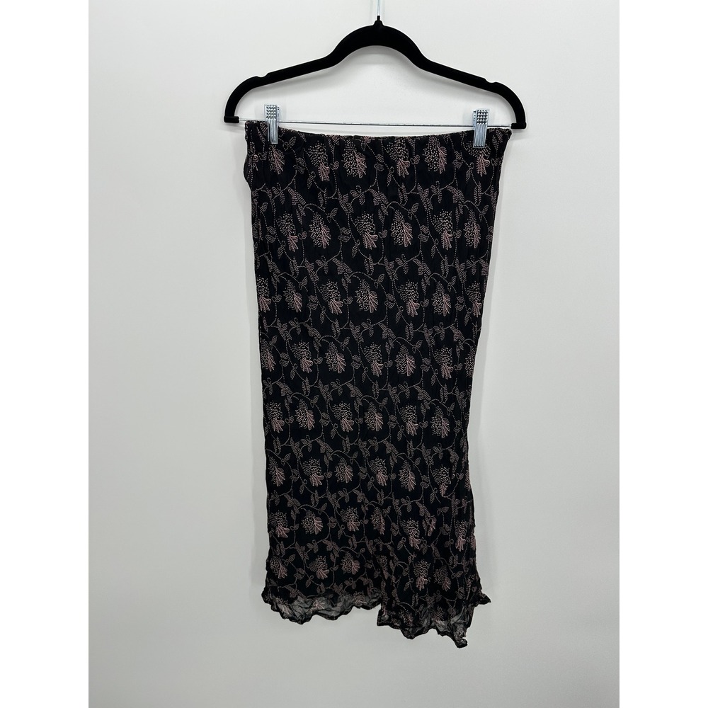 VTG Women Y2K 90s Midi Skirt L Floral Whimsigoth Dark Romantic Fairy - Picture 1 of 5